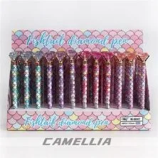 Caneta gel com escamas de sereia e diamante