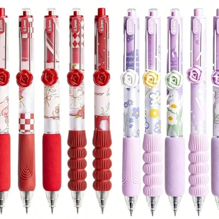 Caneta gel retrátil Flor de Rosa 0,5 mm